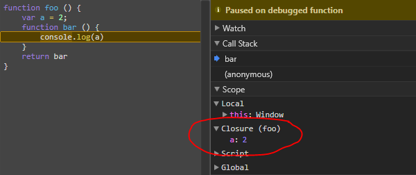 closures debugging