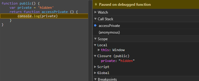 private variables in debugger